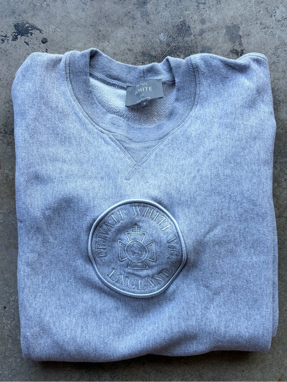 Private White VC Sweatshirt Gray Crew Neck Embroidered England